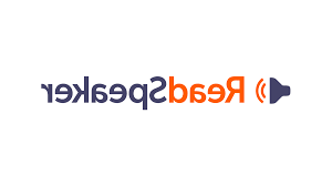 Readspeaker logo. It features a small megaphone with curved lines to the right indicating audio. the work read is orange and the word speaker is blue.